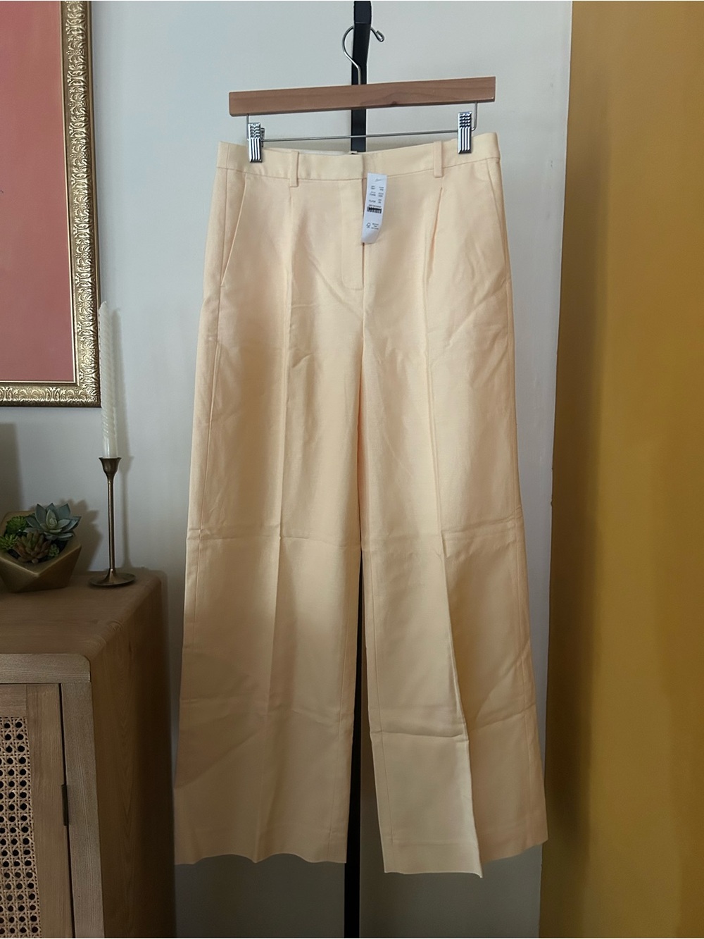J.Crew Essential Wide-leg Pant In Gramercy Linen Blend Canary Yellow NWT Size 8P
